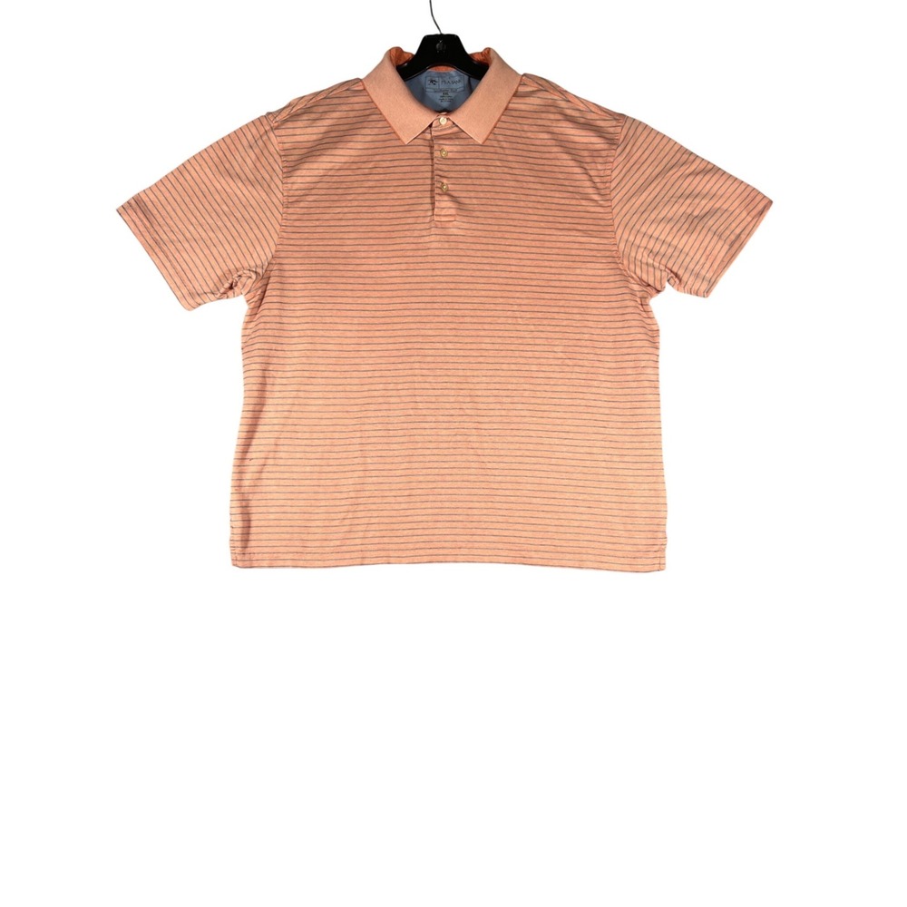 Jos. A. Bank Leadbetter‎ Golf Mens XXL Orange Striped Cotton Short Sleeve Polo